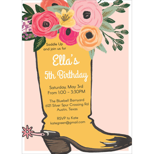 Watercolor Flower Boot Invitations